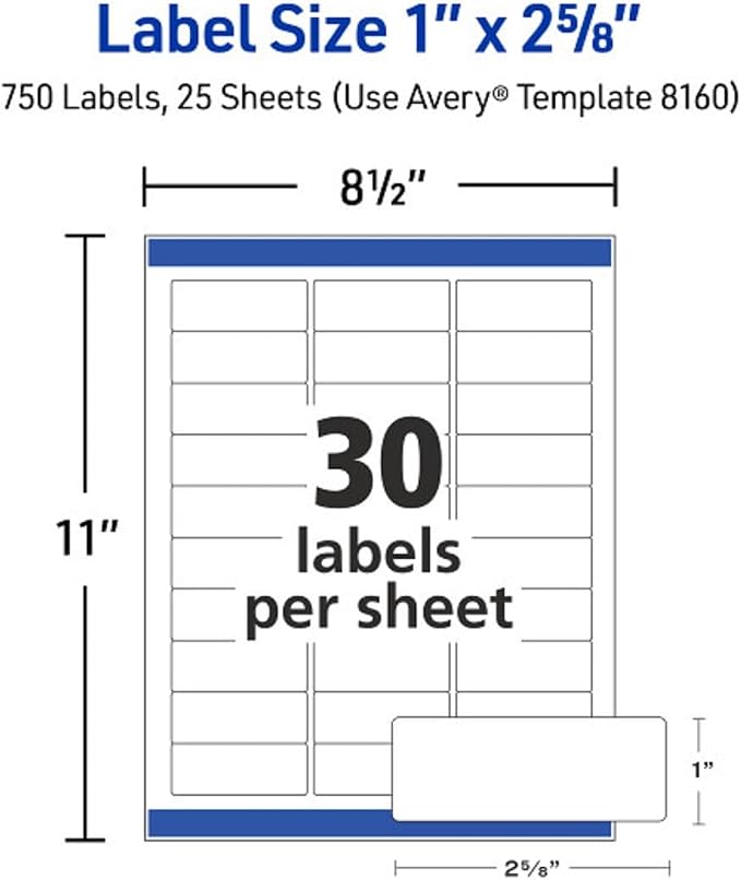 Avery Easy Peel Printable Address Labels, Sure Feed Technology, 750 Blank - Image 5