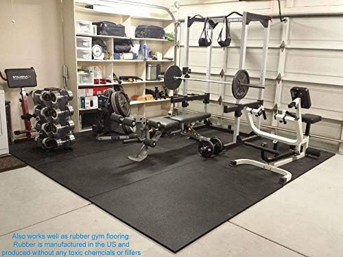 American Floor Mats - Heavy Duty Stall Tiles - Stable/Horse Tiles - Thick, Durable Rubber Flooring Solid Black 6' x 12' Set 3/8" Thick (18 Tiles Total)-DeskLoop Office