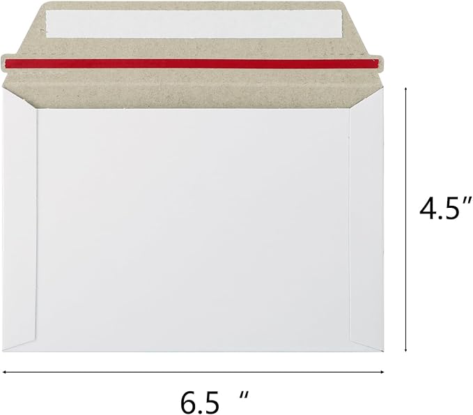 zmybcpack 100 Pack 6.5x4.5 inch Rigid Mailer Self Seal Photo Document Mailers - Image 2