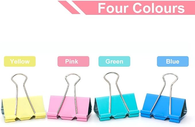 60Pcs Binder Clips, 15mm Small Bulldog Clips, Colored Metal Foldback Clips - Image 5