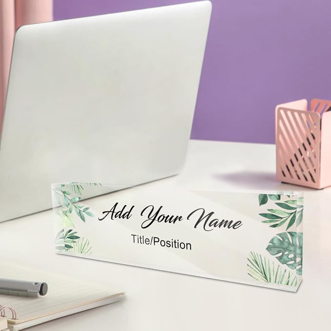 Personalized Acrylic Desk Plaque Custom Name Plate Block Desktop Accessories - Image 2