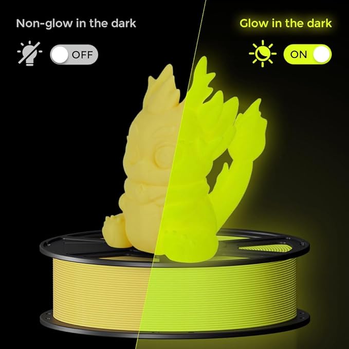 FLASHFORGE Glow in The Dark Rapid PLA Filament 1.75mm, High Flow Speedy 3D Printer Filament Luminous Yellow, Max 500mm/s High-Speed Printing, High Brightness and Long-Lasting Glowing Effect-DeskLoop Office