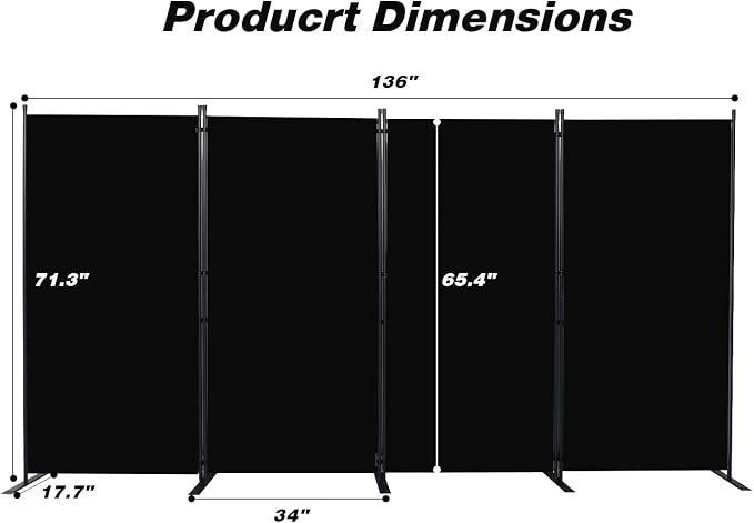 CHOSENM Room Divider, 4 Panel Folding Privacy Screens - Image 2