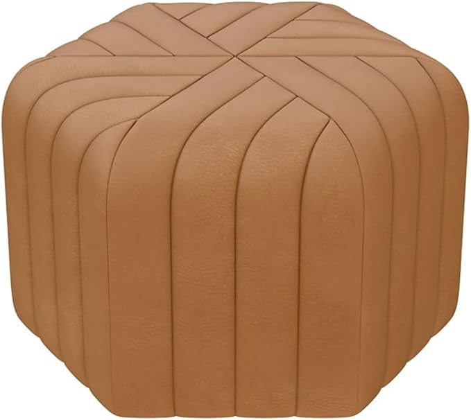 homary 18.5" Hexagonal Pouf Ottoman Upholstered, Velvet Footrest Rest Stools Modern Sofa Footrest Entryway Shoe Changing Stool, Low Coffee Table Footstool for Living Room/Bedroom/Entrway-Brown-DeskLoop Office