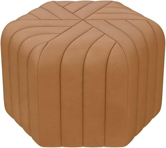 homary 18.5" Hexagonal Pouf Ottoman Upholstered, Velvet Footrest Rest Stools Modern Sofa Footrest Entryway Shoe Changing Stool, Low Coffee Table Footstool for Living Room/Bedroom/Entrway-Brown-DeskLoop Office