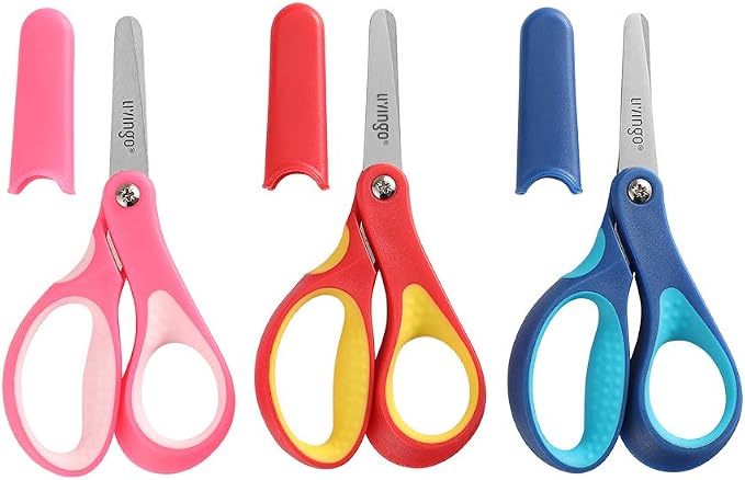 LIVINGO 5" Small School Student Blunt Kids Craft Scissors, Sharp Stainless by LIVINGO