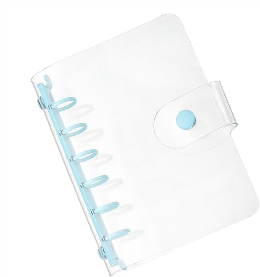 PATIKIL A7 Clear Binder Cover, Soft PVC Loose Leaf Binder Protector Refillable Notebook Shell with Snap Button Closure and 6 Rings for DIY Meeting Notebook Folder, Blue