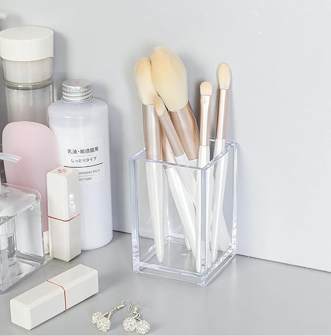 HSYMQ Clear Acrylic Pencil Pen Holder Cup, Acrylic Desk Accessories, Stationery - Image 6