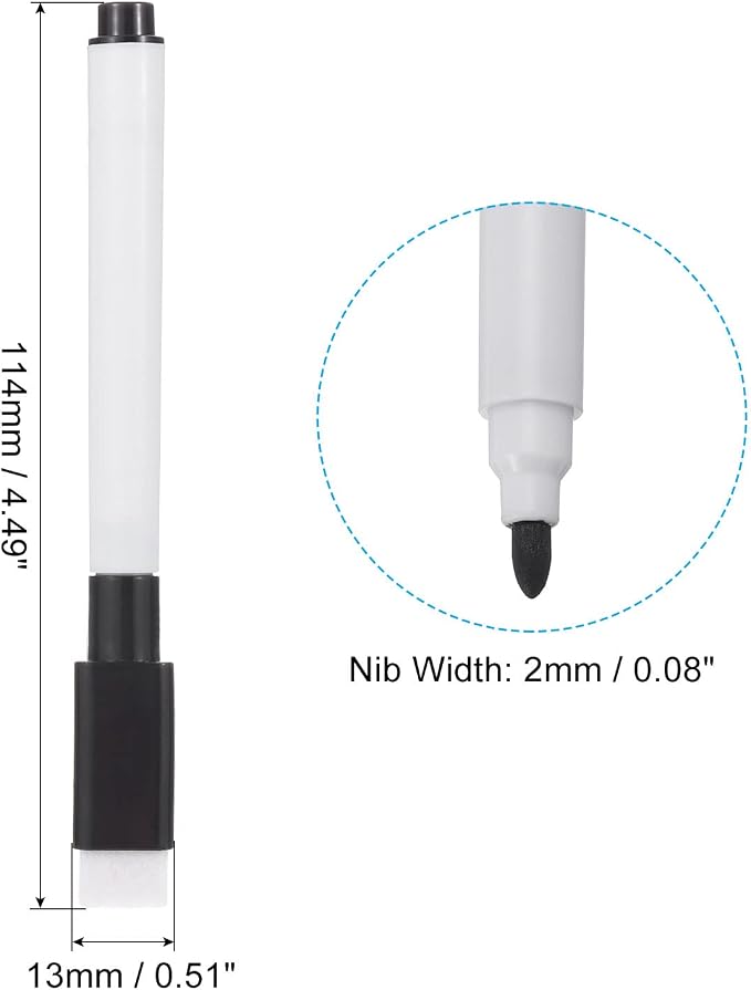 PATIKIL Dry Erase Marker Pens, 30 Pack Black Ink Fine Point Low Odor Whiteboard - Image 2