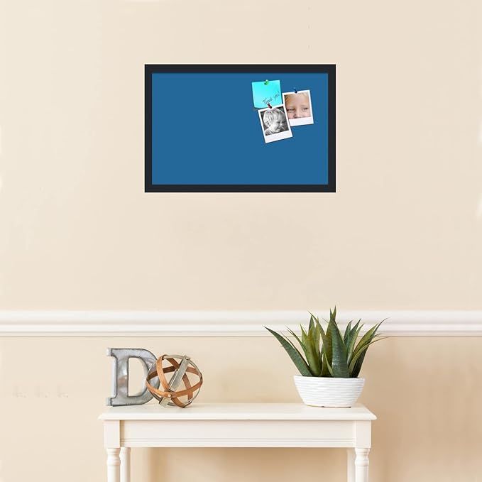 PinPix 22x14 Inch Cork Bulletin Board. This Decorative Framed Pin Board Comes with Navy Pastel Design and a Satin Black Frame. Ideal for Home Office Decor or Message Board (PinPix-1811)-DeskLoop Office