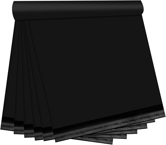 Black Poly Mailers 10x13 Inch, 50 Pack | Self-seal shipping bags by Unknown