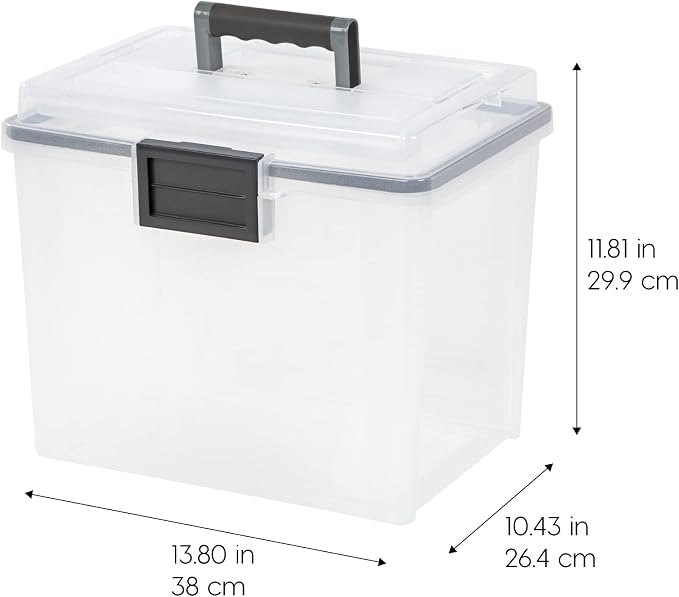 IRIS USA File Box WeatherPro Portable File Organizer Plastic File Box - Image 2