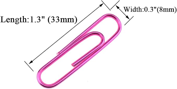 HAHIYO Paper Clips 1.3" Length Pink Paperclips Vinyl Coated Prevent Scratching - Image 2