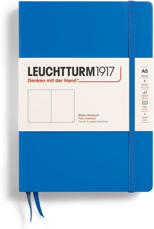 LEUCHTTURM1917 - Notebook Hardcover Medium A5-251 Numbered Pages for Writing and Journaling (Sky, Plain)-DeskLoop Office