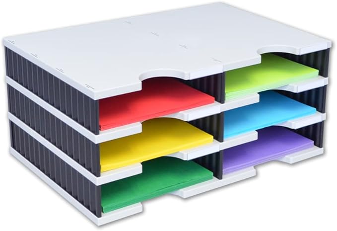 Ultimate Office TierDrop Desktop Organizer/Forms Sorter, 6-Compartments with Optional Add-On Tiers for Easy Expansion, Gray w/Black-DeskLoop Office