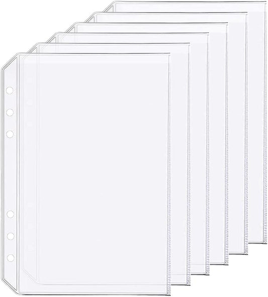 6 Pack A5 6 Holes Binder Pockets Plastic Binder Folders Waterproof 6 Holes by Zelten