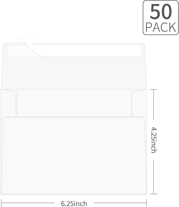 4x6 Envelopes For Invitation, A4 Envelope white, 50 pack 4x6 card Envelopes - Image 2