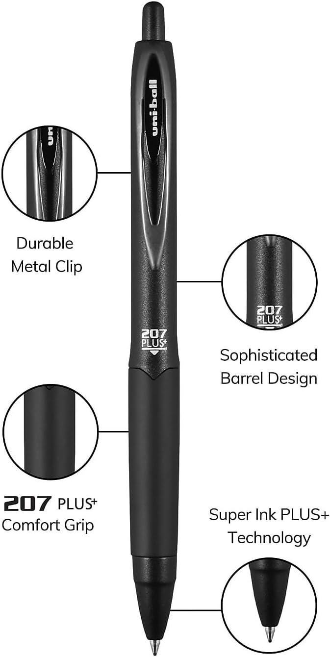 uniball™ 207 Plus+ Retractable Gel Pens, Medium Point, 12 Pack - Image 4