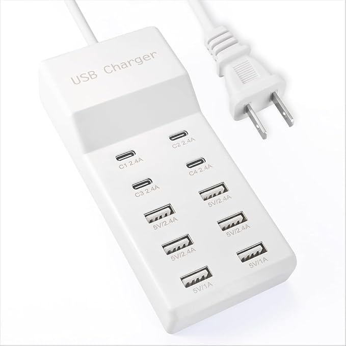 USB Charging Station, 10 Ports Family-Sized USB C Charger Block,USB Power Strip for Smart Phone Tablet Laptop Computer (1 Pcs)-DeskLoop Office