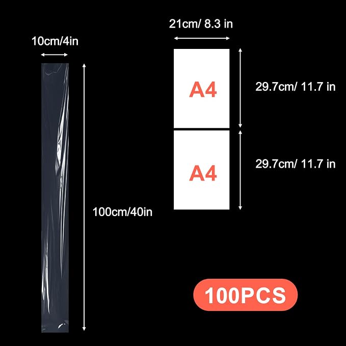 100pcs 40x4 Inch Clear Poly Bags, 2 Mil Thick Poster Sleeves - Image 2