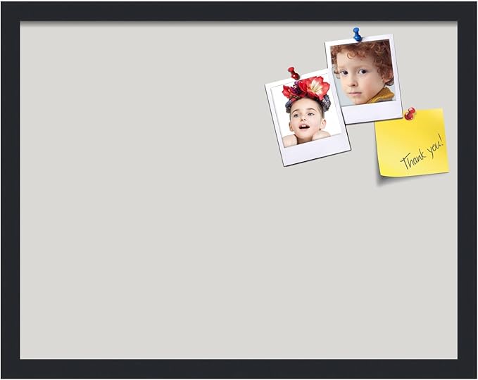 PinPix 22x17 Inch Cork Bulletin Board. This Decorative Framed Pin Board Comes with Light Stone Design and a Satin Black Frame. Ideal for Home Office Decor or Message Board (PinPix-1809)-DeskLoop Office