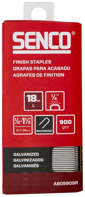 SENCO A809909R 18 Gauge, 1/4" Crown Finish Staples, 1/2" by SENCO