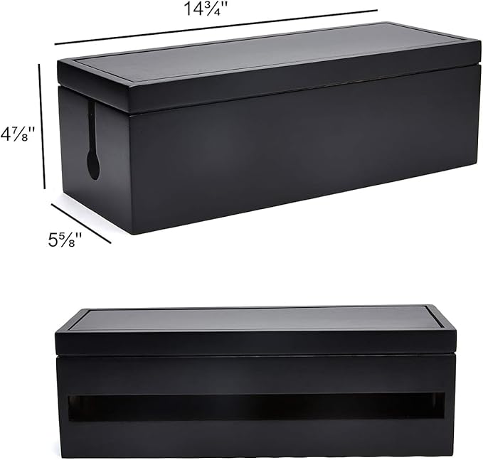 Changsuo Cable Management Box Wooden Cord Organizer Box - Image 4