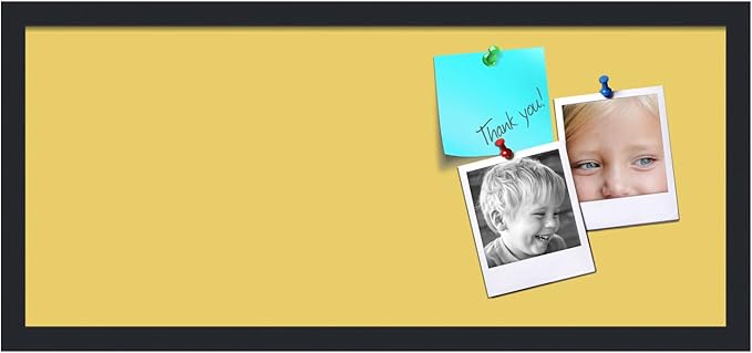 PinPix 28x12 Inch Cork Bulletin Board. This Decorative Framed Pin Board Comes with Honey Pastel Design and a Satin Black Frame. Ideal for Home Office Decor or Message Board (PinPix-1810)-DeskLoop Office