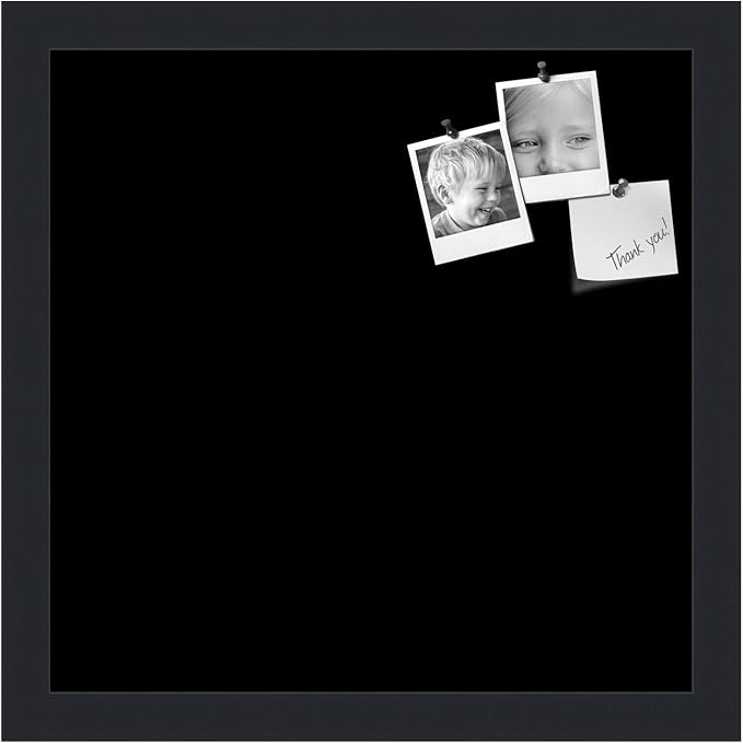 PinPix 13x13 Inch Cork Bulletin Board. This Decorative Framed Pin Board Comes with Solid Black Design and a Satin Black Frame. Ideal for Home Office Decor or Message Board (PinPix-622)-DeskLoop Office