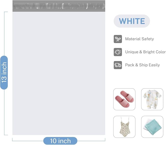 Metronic Poly Mailers 10x13 2000 Pack White, Shipping Bags Bulk Mailing - Image 2