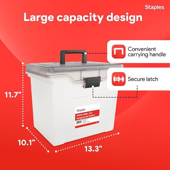 STAPLES File Box File Portable Tote, Letter Size - Image 4