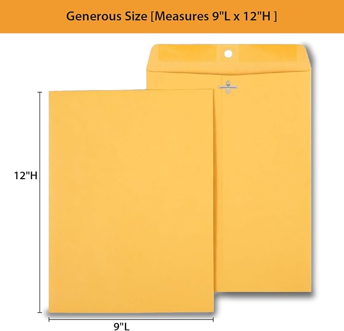 Staples 9 x 12 Kraft Clasp & Moistenable Envelopes, Heavyweight Document Mailers - Image 8