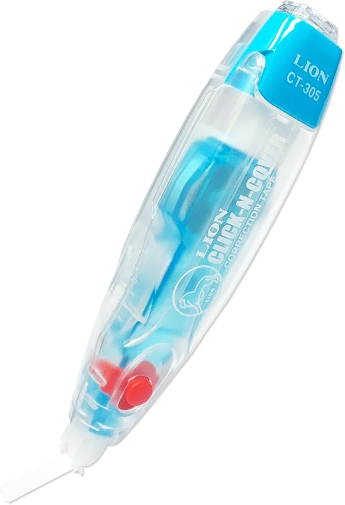 LION CLICK-N-COVER Refillable Correction Tape, Retractable Tip, 1/5" wide and by LION