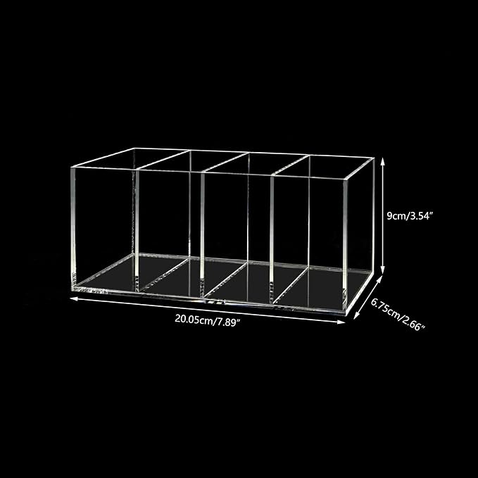 HSYMQ Acrylic Pen Holder 4 Compartments Clear Pencil Holder Organizer Makeup - Image 6