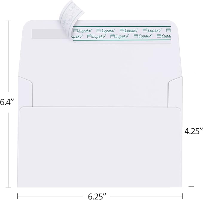 Eupako A4 White Photo Envelopes 4x6, 250 Pack Self Seal Envelopes - Image 2