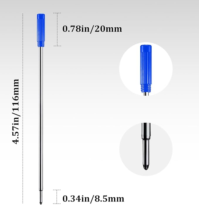 Blue Ink Refills, Replaceable Pens Refills, 1mm Medium Tip - Image 2