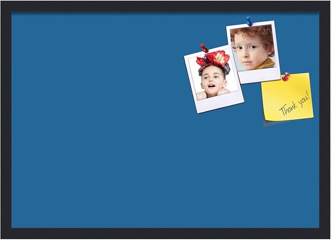 PinPix 27x19 Inch Cork Bulletin Board. This Decorative Framed Pin Board Comes with Navy Pastel Design and a Satin Black Frame. Ideal for Home Office Decor or Message Board (PinPix-1811)-DeskLoop Office