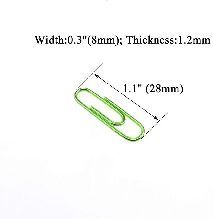 HAHIYO Paper Clips 1.1" Length Green Paperclips Bright Colors Vinyl Coated - Image 2