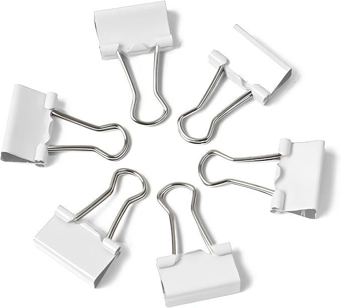 50 Pack Small White Binder Clips 3/4 Inch, Colored Little Paper Clamps - Image 3