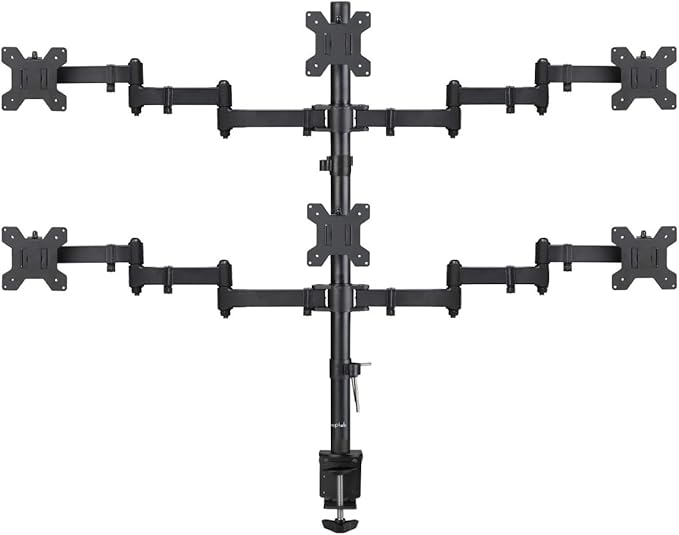 Suptek Hex LED LCD Monitor Stand up Desk Mount Extra Tall 31.5 inch Pole Heavy Duty Fully Adjustable Stand for 6 / Six Screens up to 27 inch (MD68126)-DeskLoop Office