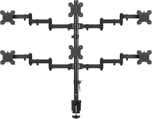 Suptek Hex LED LCD Monitor Stand up Desk Mount Extra Tall 31.5 inch Pole Heavy Duty Fully Adjustable Stand for 6 / Six Screens up to 27 inch (MD68126)-DeskLoop Office