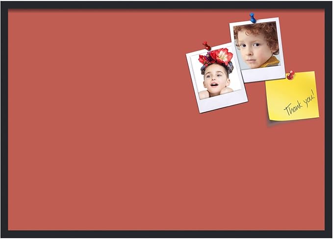 PinPix 40x28 Inch Cork Bulletin Board. This Decorative Framed Pin Board Comes with Crimson Pastel Design and a Satin Black Frame. Ideal for Home Office Decor or Message Board (PinPix-1807)-DeskLoop Office