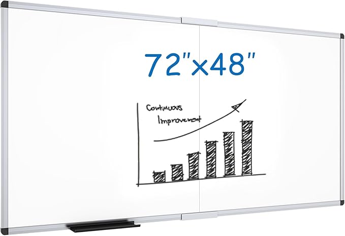 VIZ-PRO Magnetic Dry Erase Board, 72 X 48 Inches, Foldable Wall-Mounted by VIZ-PRO