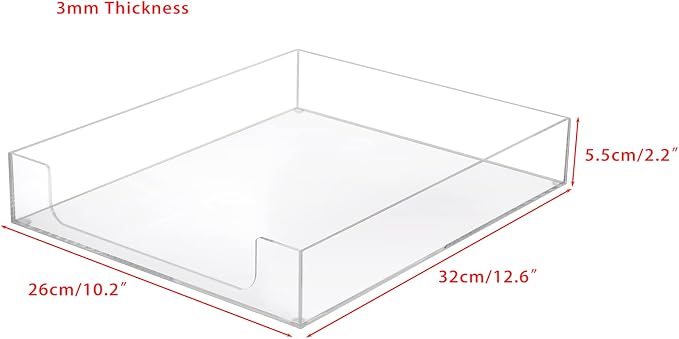 BTSKY 1 Pack Multipurpose A4 File Tray Clear Acrylic Desk Tray Organizer - Image 7