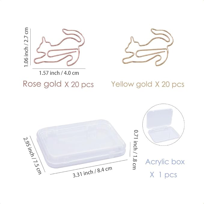 OWLFAVO 40pcs Kitty Shape Paper Clips - Image 2