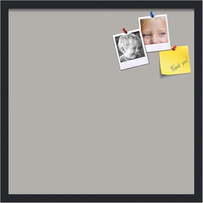 PinPix 22x22 Inch Cork Bulletin Board. This Decorative Framed Pin Board Comes with Dark Stone Design and a Satin Black Frame. Ideal for Home Office Decor or Message Board (PinPix-1808)-DeskLoop Office