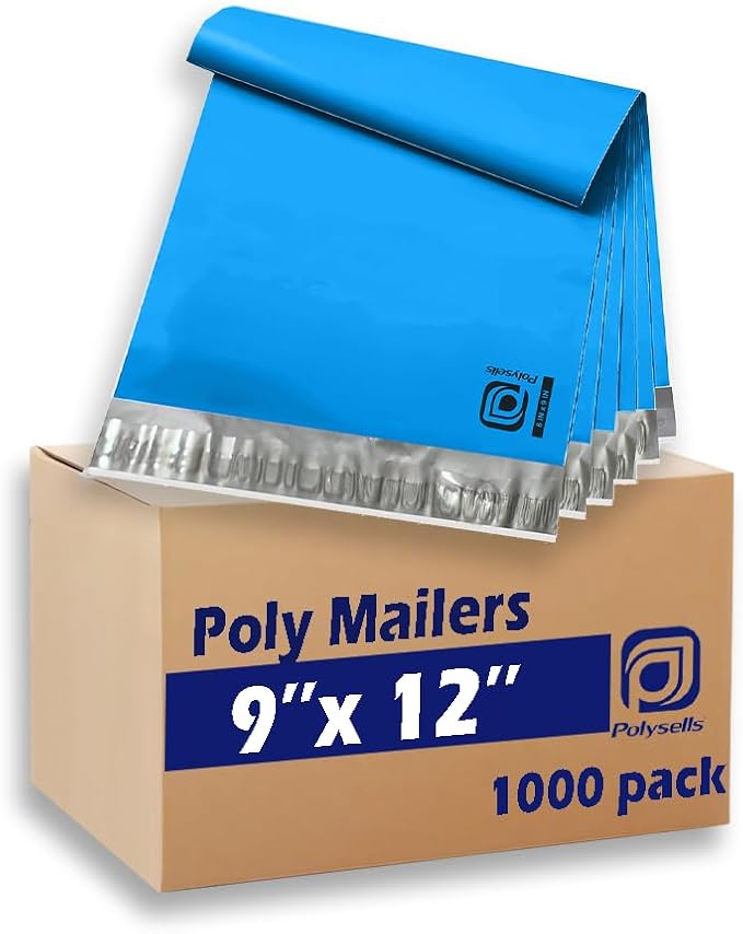 POLYSELLS 1000 pcs 9x12 Inches Blue Poly Mailers Shipping Envelopes, Strong by POLYSELLS