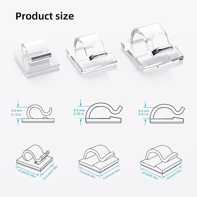 ITUGOU 100 PCS Cable Clips Cord Organizer, Wire Holder - Image 2