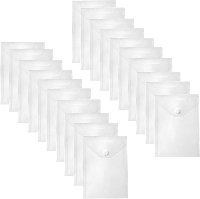 7x9.8'' Clear Plastic Envelopes Hook Loop Closure Receipt Stickers Storage by YESSART