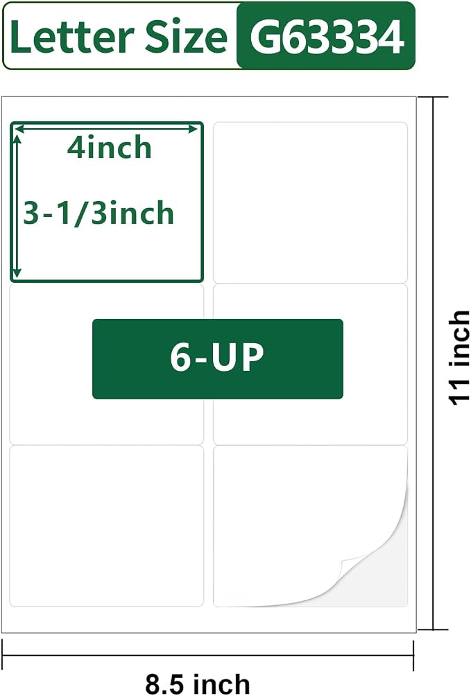 Gemsroyal 3-1/3”×4” Address Labels Printable, 3-1/3×4 Matte White Shipping - Image 2